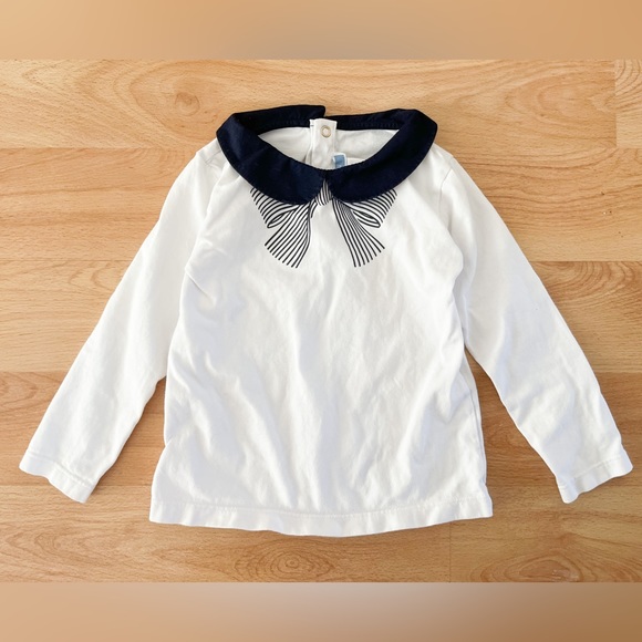 Jacadi Other - Jacadi Paris France White Long Sleeve Peter Pan Collar Long Sleeve Shirt Sz 3